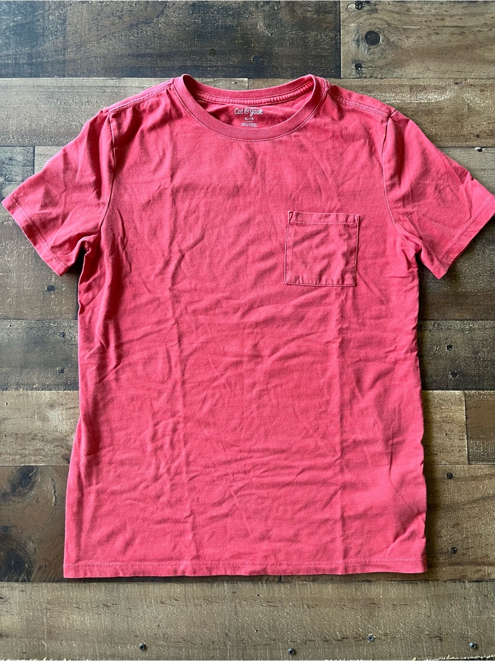 3/$15 ✨ Boy's Cat & Jack Red Crew Neck Pocket Short Sleeve T‑Shirt | XL (14)
